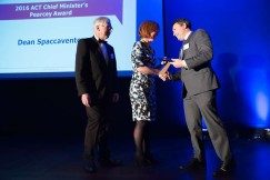 Dean Spaccavento receiving the 2016 ACT Pearcey Award