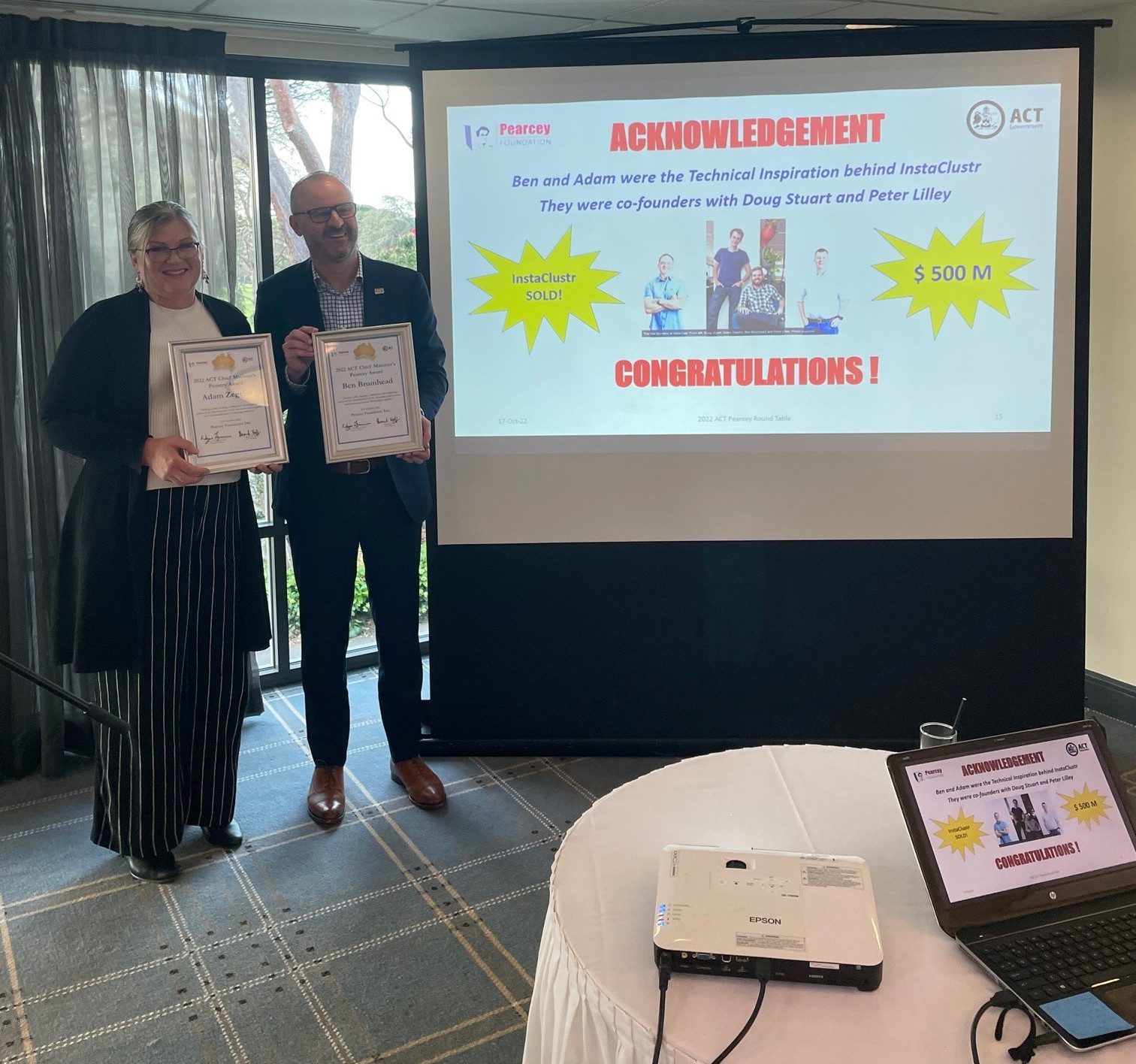 Former Senator Kate Lundy and Chief Minister Andrew Barr